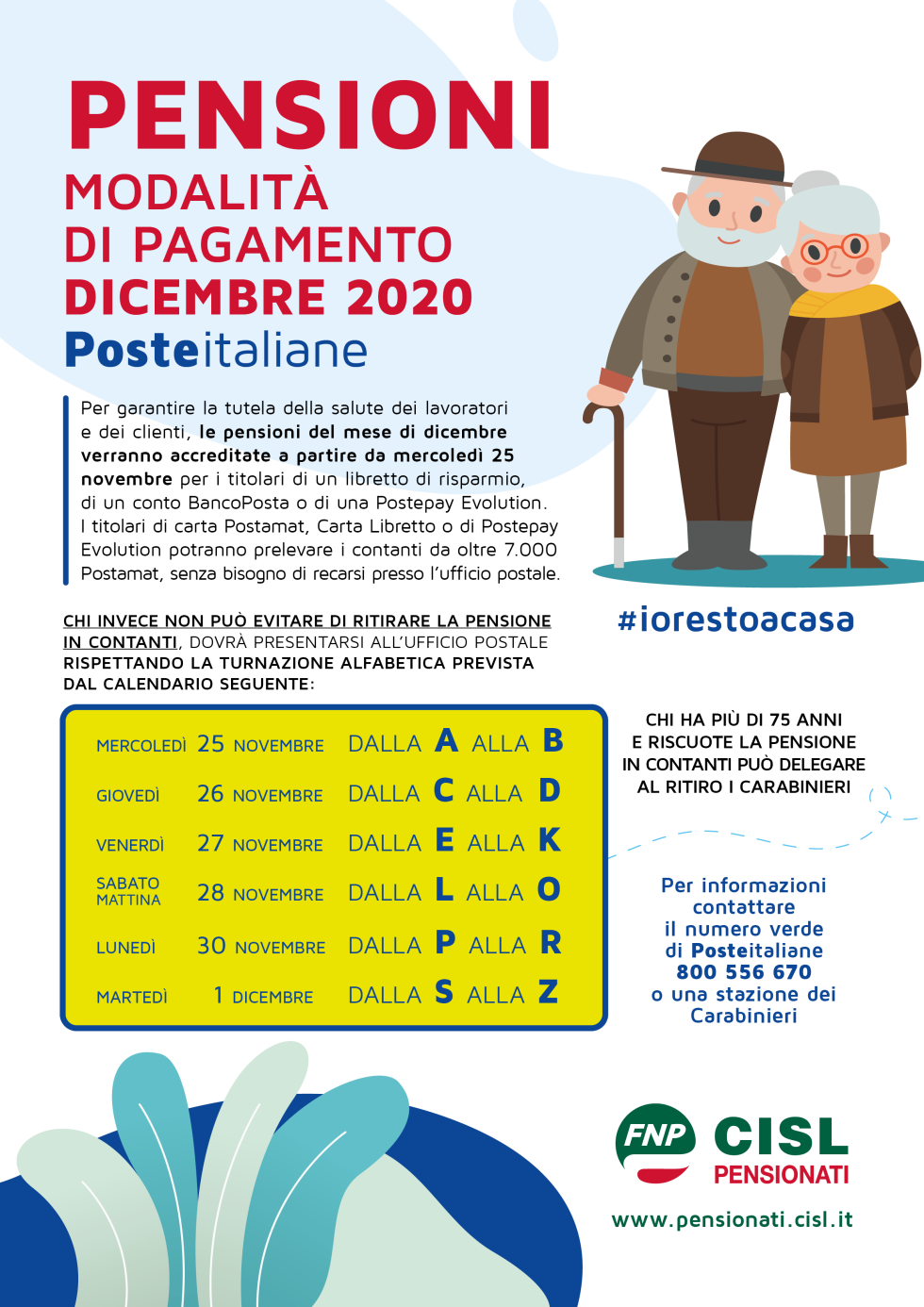 Pensioni Dicembre, il calendario dei pagamenti