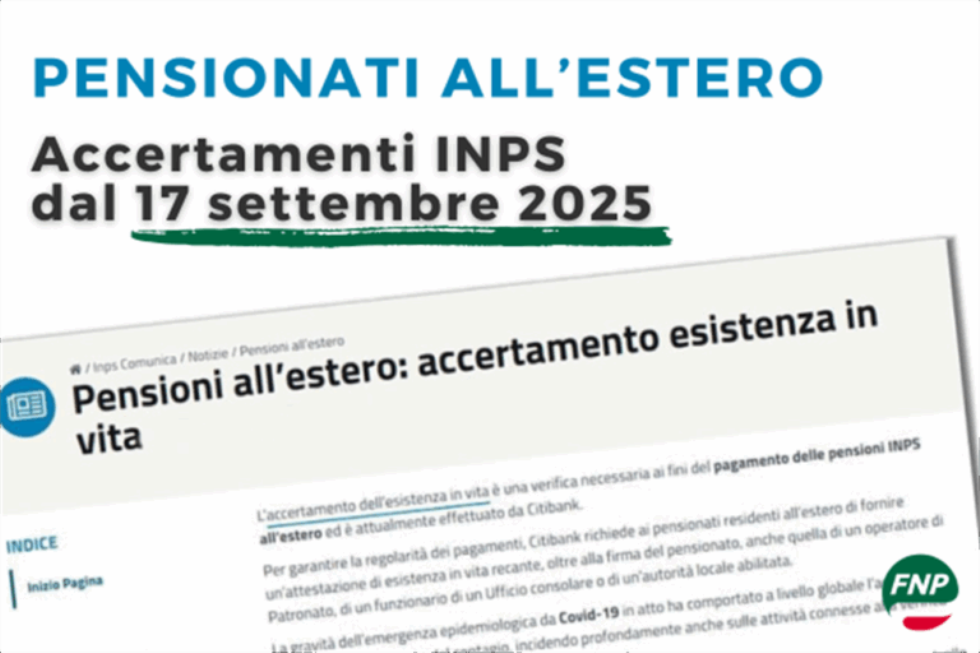 Pensionati all’estero: accertamenti INPS dal 17 settembre 2025 