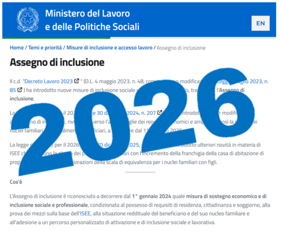 Calendario dei pagamenti dell'Assegno di Inclusione per il 2026