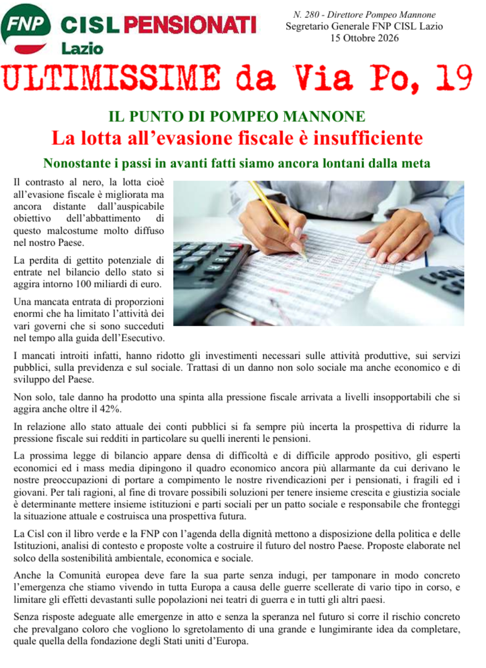 La lotta all’evasione fiscale è insufficiente