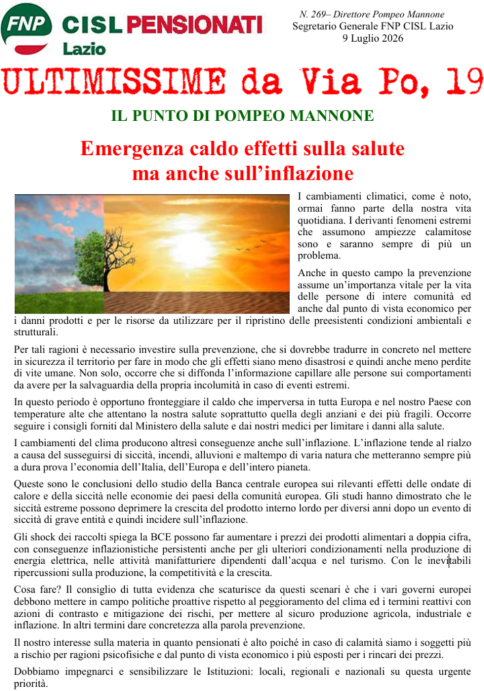 Emergenza caldo effetti sulla salute ma anche sull’inflazione