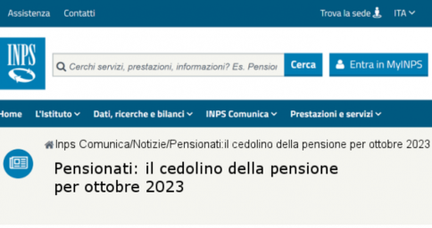 Novità cedolino di pensione INPS - Ottobre 2023