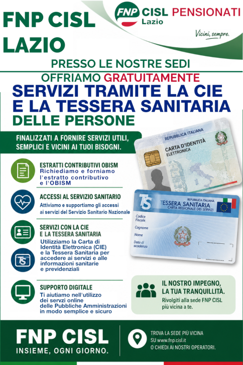Servizi della Pubblica Amministrazione: nelle nostre sedi accedi con Carta di Identità Elettronica e Tessera sanitaria