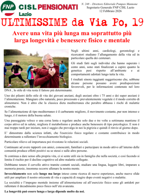 Avere una vita più lunga ma soprattutto più larga longevità e benessere fisico e mentale