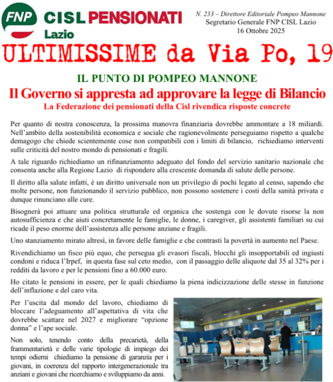 Il Governo si appresta ad approvare la legge di Bilancio 