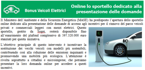 Bonus Auto Elettiche - Online lo sportello dedicato alla presentazione delle domande